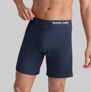 NEW TOMMY JOHN BOXERS COOL COTTON UNDERWEAR QUICK DRAW FLY NAVY LARGE